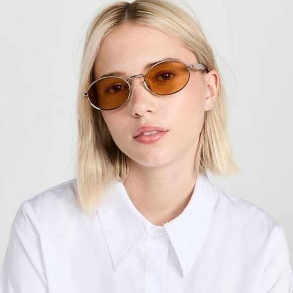 NEW Prada PR65ZS ZVN02Z Pale Gold Orange Oval Metal Unisex Sunglasses main image 4
